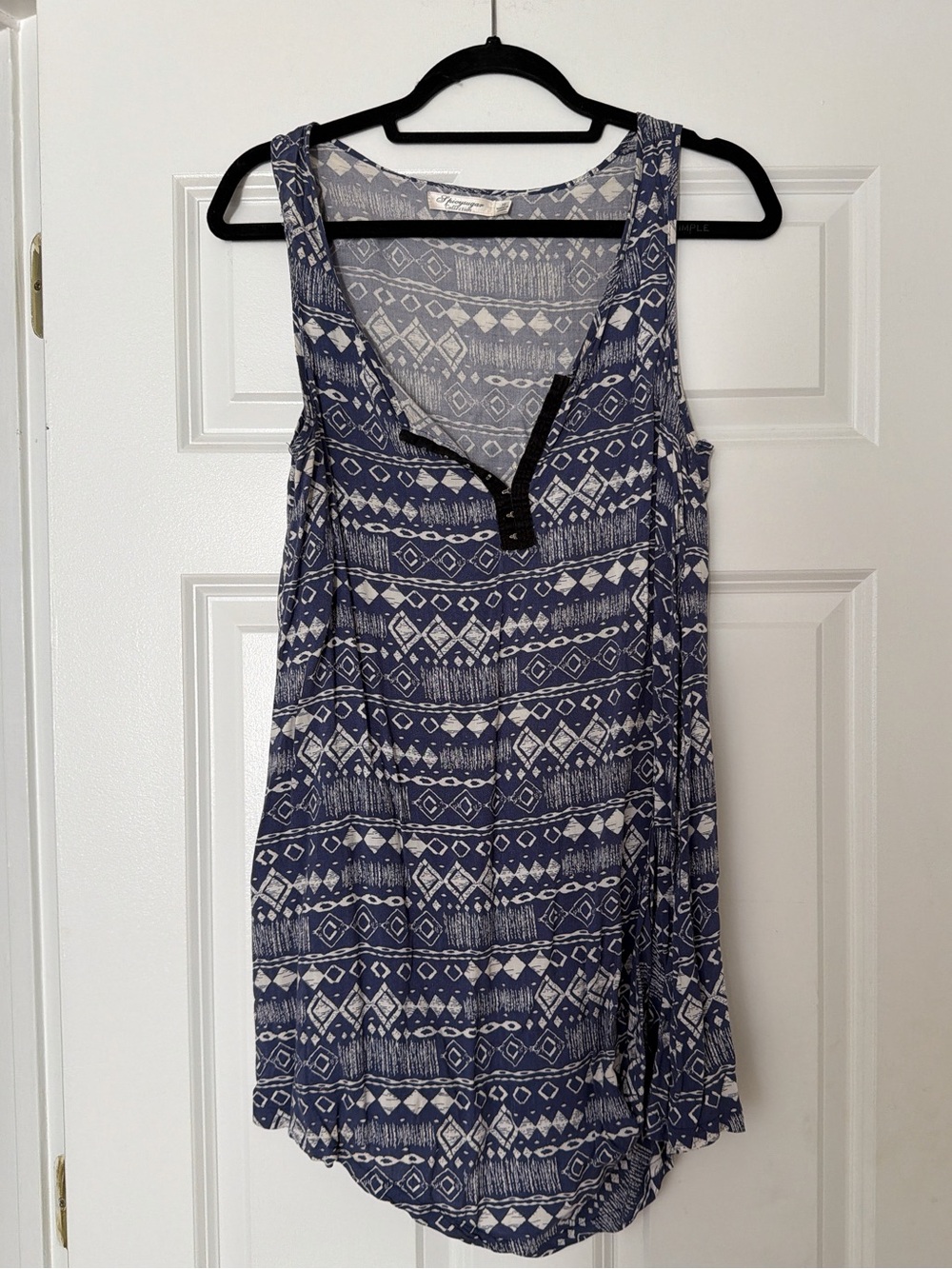 Sleeveless Blue Patterned Tank Top Beach Covet Up